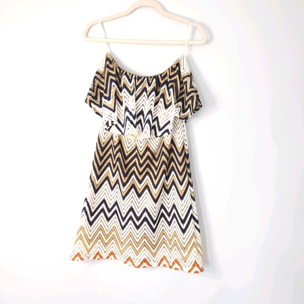 Anthropologie Judith March Strapless Chevron Striped Dress Size L